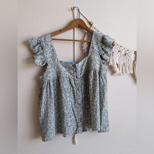 CeCe green floral tank, medium